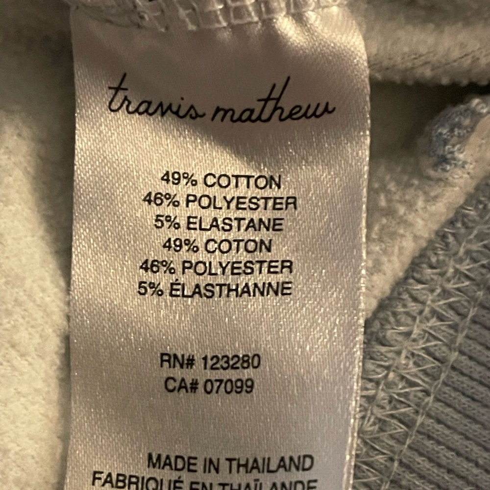L: Sky Blue Cotton 1/4 Zip Sweatshirt Sweater Travis Mathew - Picture 6 of 7